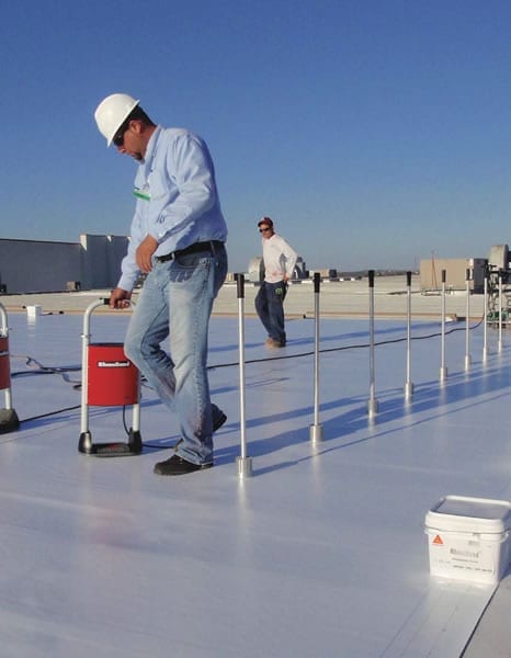 Installation of an electromagnetic induction welded PVC roof membrane
